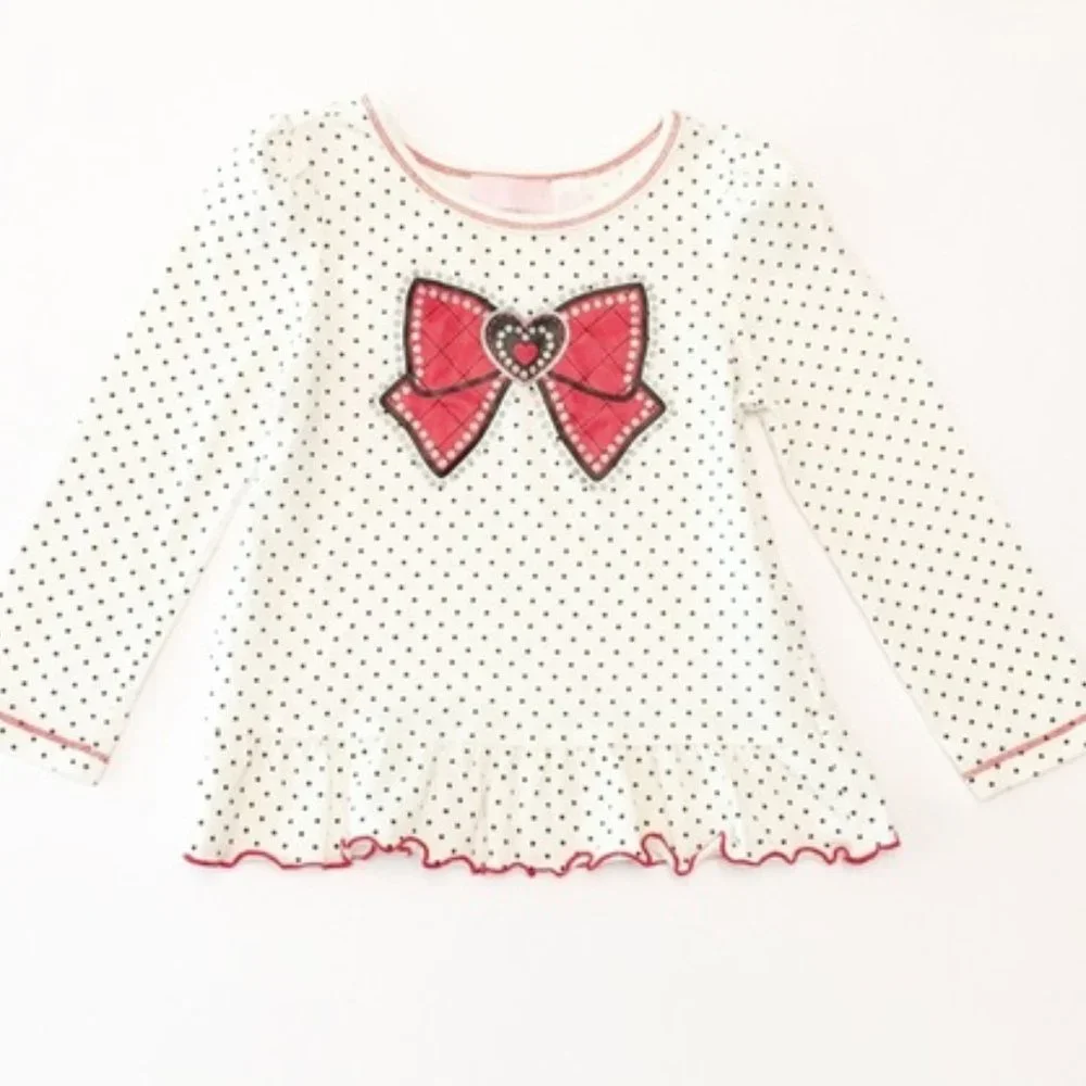 Kids Headquarters Polka dot bow Long sleeve Top